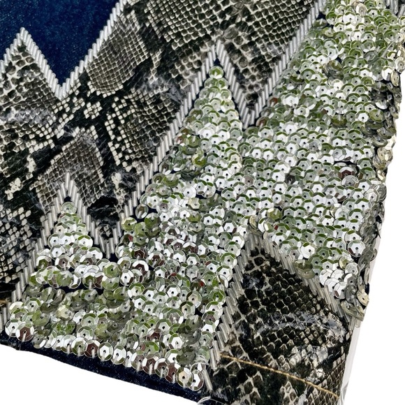 Miss Selfridge Bootcut Jeans, size S, Glitter Snake Trim, Boho Western Festival - Picture 8 of 16